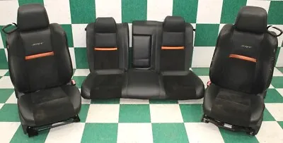 *WEAR* 11' CHALLENGER Black Leather Suede SRT Orange Buckets Backseat Seats Set • $949.99