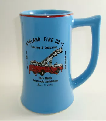 Vintage 1975 Ashland Fire Co #1 Housing MACK Firefighter Stein BLUE BUNTINGWARE • $24.99