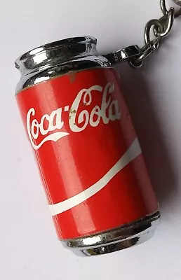 VINTAGE Metal Can Of Coca Cola Coke Keyring Keychain Lighter Untested  • £29.95