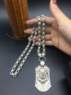 Rare Chinese Miao Tibetan Silver Handmade Necklace Jewelry Noble Gift • $3.99