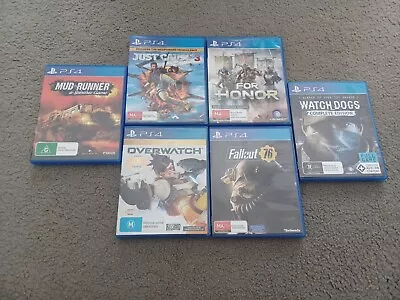 $65 • Buy 6 X PS4 Games! Watch Dogs FOR HONOR Just Cause 3 MUD RUNNER Overwatch FALLOUT 76