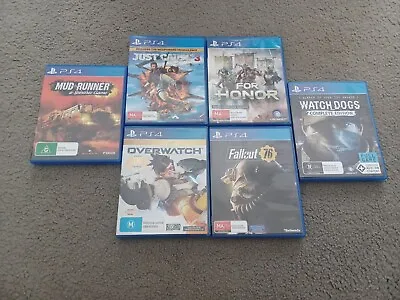 6 X PS4 Games! Watch Dogs FOR HONOR Just Cause 3 MUD RUNNER Overwatch FALLOUT 76 • $25