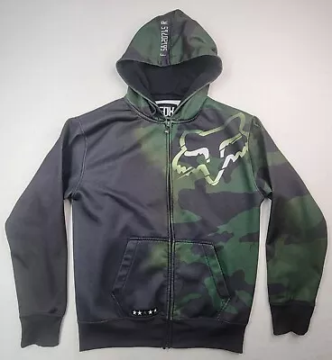 Y2K Fox Racing Hoodie Jacket Mens M Full Zip Graphic Camo Fade Patches • $28.99