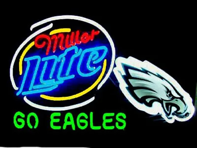 Miller Lite Philadelphia Eagles Neon Sign Beer Bar Sport Pub Wall Decor 19x15 • $141