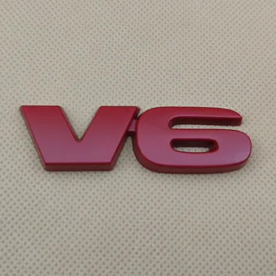 $4.99 • Buy 3D Metal  Red V6 Logo Emblem Sticker Sport Car Rear Trunk Auto Badge Decal