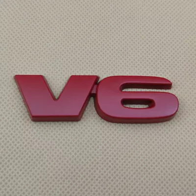 3D Metal  Red V6 Logo Emblem Sticker Sport Car Rear Trunk Auto Badge Decal • $4.99