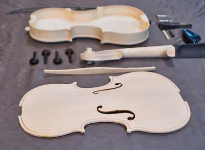 BEGINNER MAKE A VIOLIN WOOD PROJECT KIT With Ebony Pegs • $65