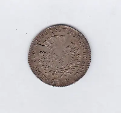 1786 R France 24 Sols 1/5th Ecu Silver Coin - Good Very Fine Condition - Scratch • £55