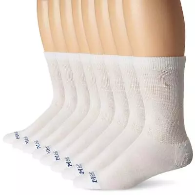 MediPEDS 8 Pair Diabetic Crew Socks With Shoe Size: Men 6-9/Women 7-10 White  • $28.96