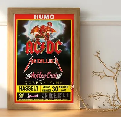 ACDC Metallica Motley Crue 1991 Live Concert Tour Venue Repro Poster 36 X24  • £8.99