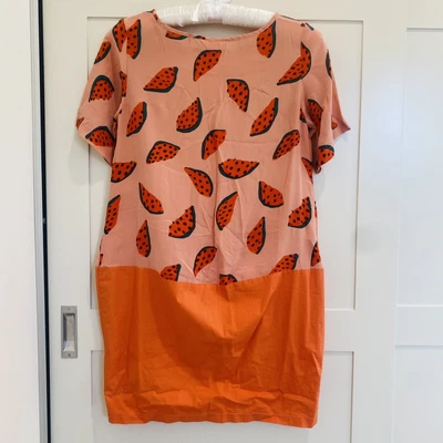 $14.99 • Buy Gorman Women’s Dress Size 8 Watermelon Shift Silk & Cotton Pink Orange