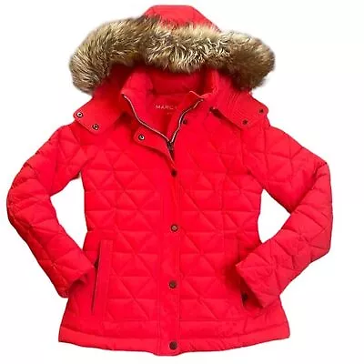 Marc New York Women’s Down Puffer Faux Fur Hooded Red Jacket Coat—Size XS • $29.99