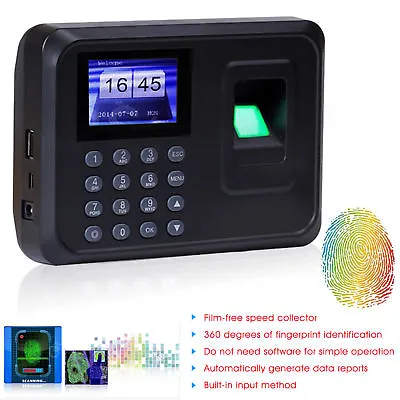 £56.99 • Buy Clocking In System Attendance Machine Fingerprint ID Card Time Recorder