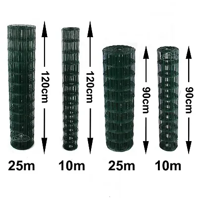 £44.99 • Buy PVC Coated Wire Mesh Fencing 90cm Or 120cm Height Green Galvanised Garden Fence