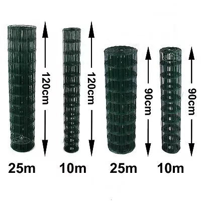 £24.99 • Buy PVC Coated Wire Mesh Fencing 90cm Or 120cm Height Green Galvanised Garden Fence