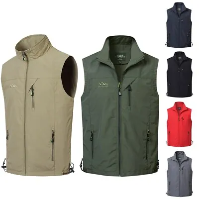 Men Fashion Solid Color Outwear Mens Fall Casual Sleeveless Jackets Waterproof • $27.10