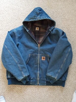 $99.99 • Buy Vintage Carhartt Blanket Lined Hooded Zip Jacket Denim   Men’s Size XL