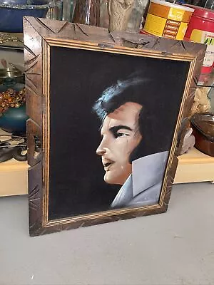 Velvet Elvis Presley Crying   Hand Painted Painting Signed  MCM Vintage • $155