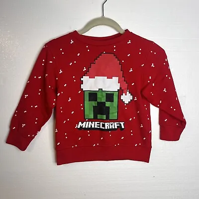 Mad Engine Red Kids Minecraft Pullover Christmas Sweater Size Xs Creeper Youth • $20