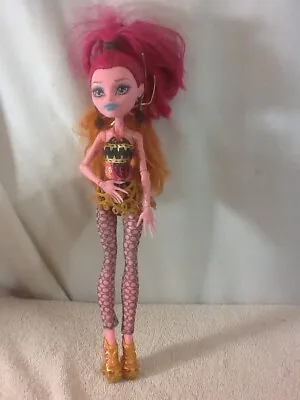 Cool MONSTER HIGH Doll Pink Skin Pink & Orange Hair Fish Net Stocking Gold Sexy  • $15.99