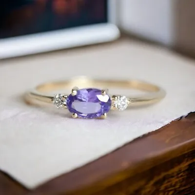 AAA Tanzanite Diamond Ring Promise Ring Natural Tanzanite Engagement Ring • $609