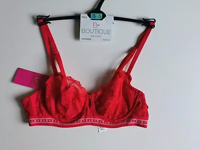 M&S Meia Lace Wired Balcony Bra Red 32A36A • $8.70