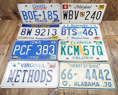 BARN/JUNK YARD FIND 70'S-00'S Vintage Lot Of 8- MIXED STATES License Plates - • $13.50