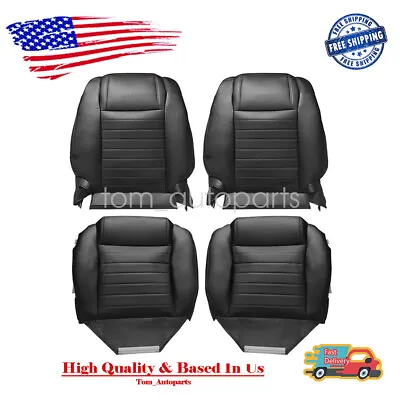For 07-09 Ford Mustang Driver Passenger Bottom-Top Black Leather Seat Cover Set • $139.99