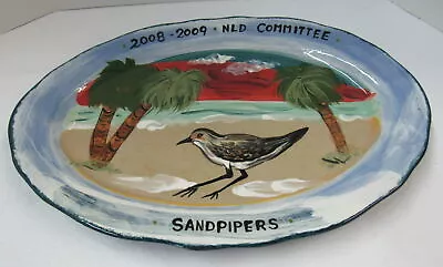 Lesal Ceramics Hand Painted Beach View Dish Plate Lisa Lindberg & Van Nortwick • $69.99