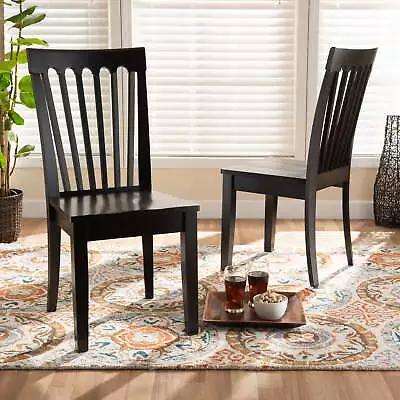  Minette Dining Chair Set Of 2 Dark Brown • $99.89