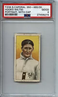 Hooks Wiltse 1909-11 T206 - Portrait With Cap Piedmont 350-460/30 - PSA 2 • $85