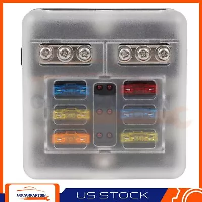 ATC ATO 6 Way Waterproof Blade Fuse Box Block With Negative For Boat Car Marine • $13.66