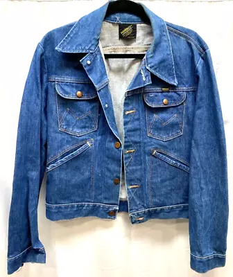 Vintage Maverick Automaticks Women's Denim Jean Trucker Jacket L/XL USA SZ 42 • $39.99