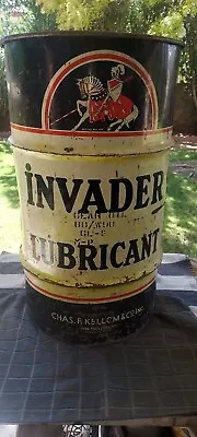 Vintage Invader Advertising Gas Station Oil Barrel Trash Can Auto Parts • $329.99