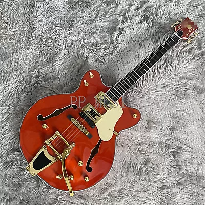 Orange Hollow Body Electric Guitar Jazz Bridge Gold Part 6String Black Fretboard • $320
