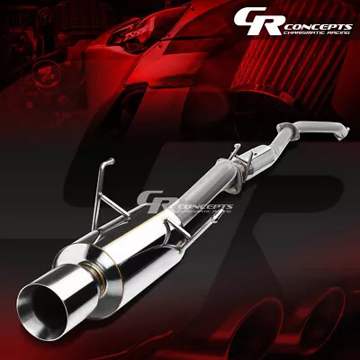 4  Rolled Muffler Tip Catback Exhaust System For 01-05 Honda Civic 2/4dr Ex Em2 • $135.95