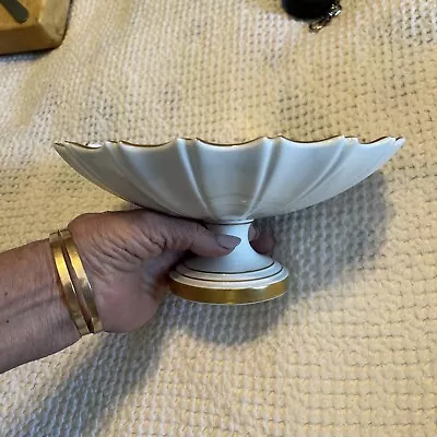$23.99 • Buy 9” Comport Pedestal Ivory W/gold, VA Portugal, Vista Alegre Porcelain