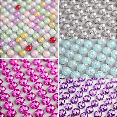 £1.80 • Buy 120 X 8mm Self Adhesive Half PEARLS Flat Back  Rhinestone Gem Sticker Metallic 