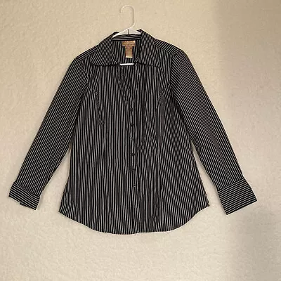 Miss Tina Tina Knowles Womens  Shirt/blouse /top M 8-10 Black White Stripe Neat • $20.95