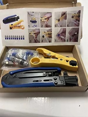 KOTTO Compression Tool Kit RG6/59/11 Crimper & 20 F Connectors • $9