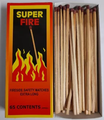 1 X Box Of Fireside Extra Long Safety Matches Fires Candles 65 Per Box 150mm • £3.55