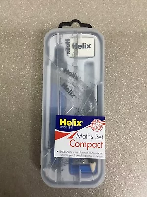 HELIX Compact MATHS GEOMETRY SET Compass Ruler Protractor Sharpener SCHOOL Exam • £3.99