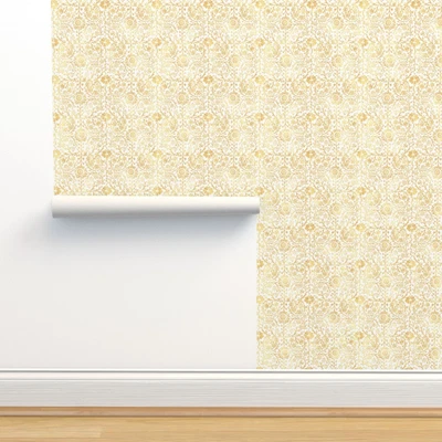 £33.61 • Buy Removable Water-Activated Wallpaper Indian Floral Damask Gold Boho Forestsea