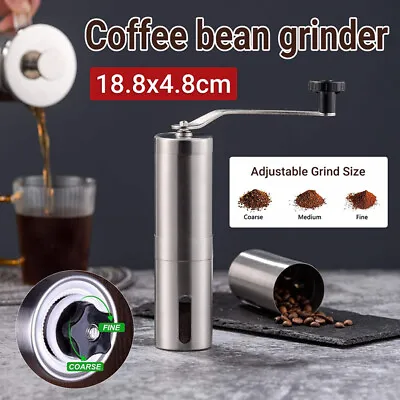18.8cm Manual Coffee Bean Grinder Stainless Steel Hand Coffee Mill Ceramic Burr • $14.50
