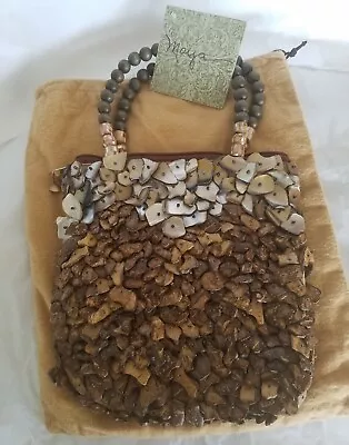 Vintage Maya Handbag W/molded & Sculpted Resin Mother Of Pearl & Polished Wood • $120