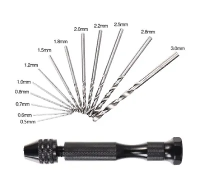 26 Ps Mini Micro Hand Drill Bit Set & Pin Vise Rotary Tool -Manual Keyless Chuck • $9.60