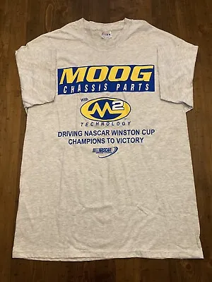 NASCAR Moog Chassis Parts M2 T-Shirt Mens Large Winston Cup Light Gray Vtg • $19.99