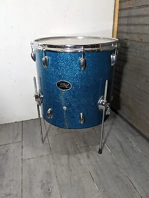 As Is - Vintage Whitehall Tom Drum 15 D X 16 W - Blue Glitter Sparkle - Japan • $153