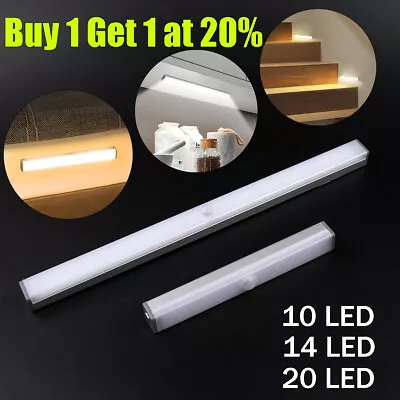 £6.50 • Buy Rechargeable LED Motion Sensor Light PIR Detector Night Bar Magnetic Strip Lamp