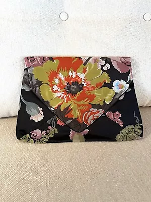 Dries Van Noten  Flower Silk Jacquard Leather Lined Envelope Clutch Purse • $200